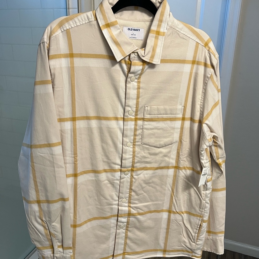 Old Navy Cream and Yellow Plaid Button Up